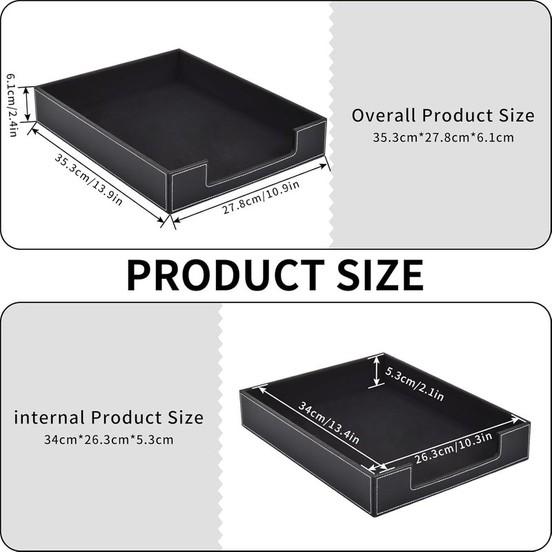 XNONE Leather Letter Tray, Office Supplies Desk Organizer for Mail Paper Files Magazines Jewelry Cosmetics,Luxury Letter Holder&Multipurpos Stackable Office Desktop Storage Box,Black - Image 4